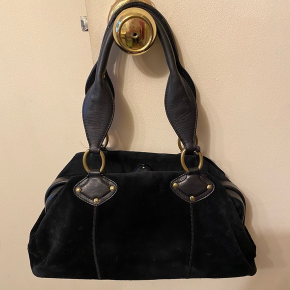 Sigrid Olsen black suede satchel. Good condition clean inside. 14” x 9” 8” drop. - Picture 3 of 8